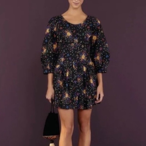 Farm Rio Rainbow Suns Organic Cotton Mini Dress - Picture 1 of 7